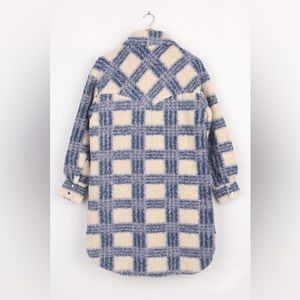 Lulus SOLD OUT Winter Winds Blue Plaid Shearling Jacket